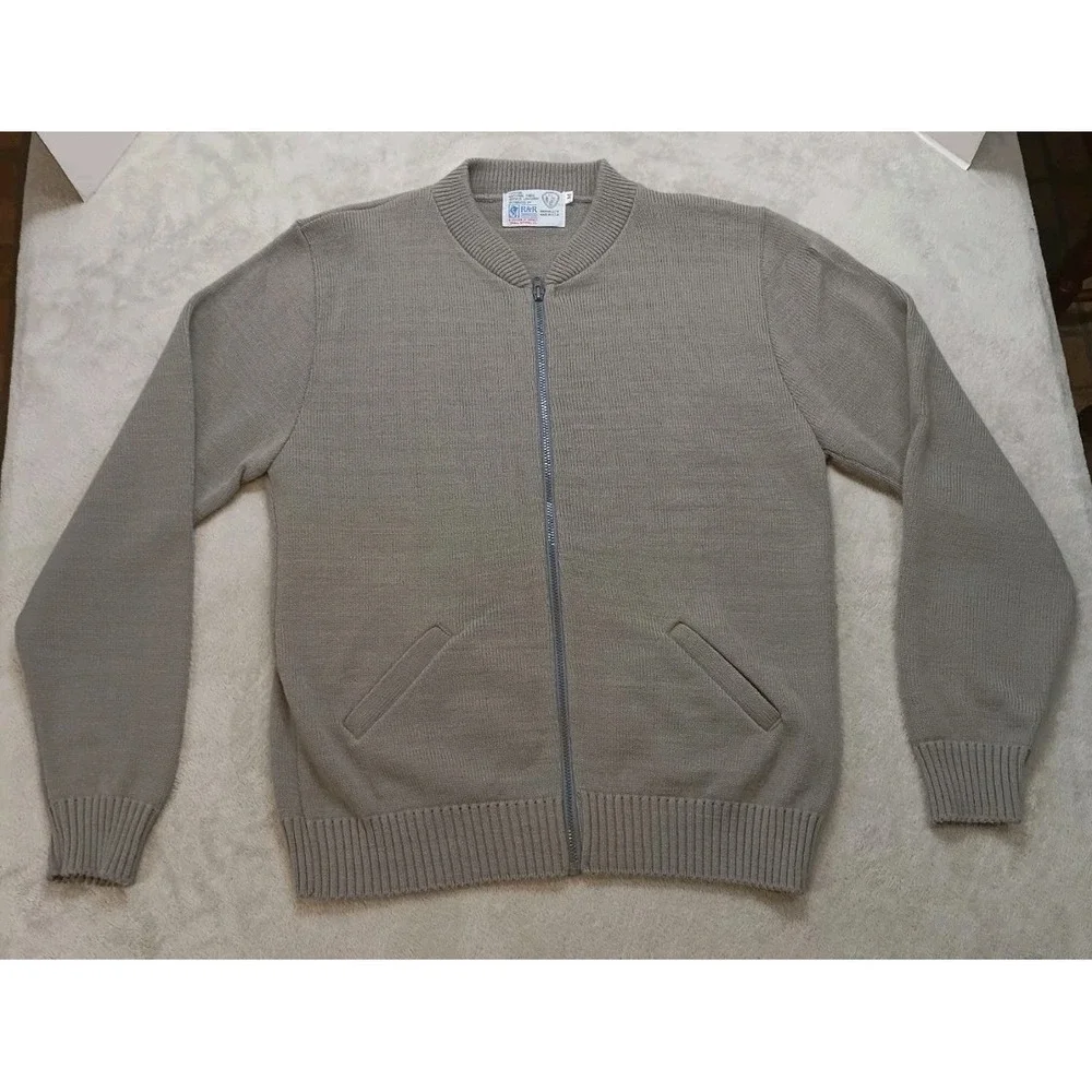 Vintage Gray Cardigan Sweater M Full Zip R&R Uniforms National Park Service USA